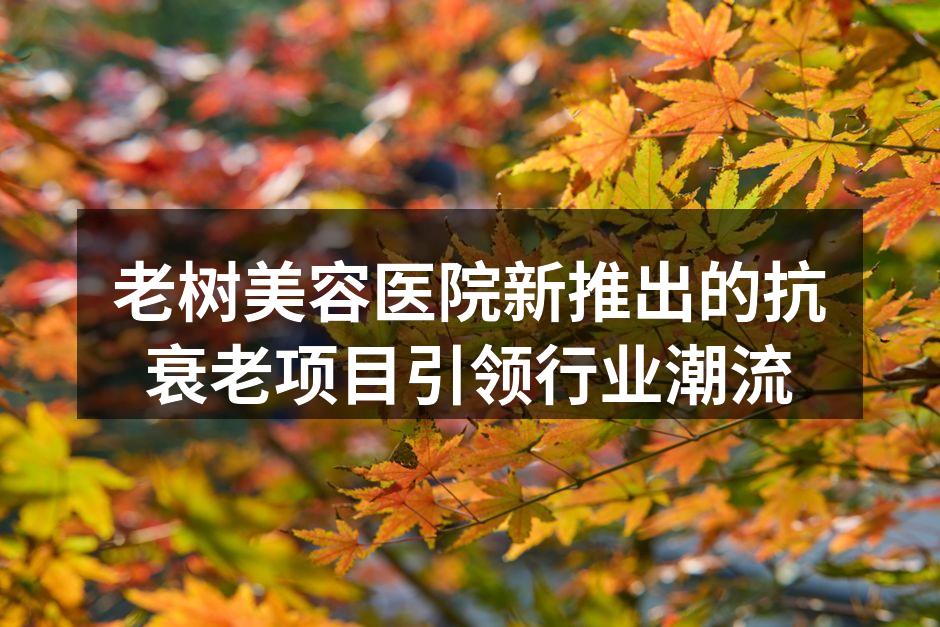 老树美容医院新推出的抗衰老项目引领行业潮